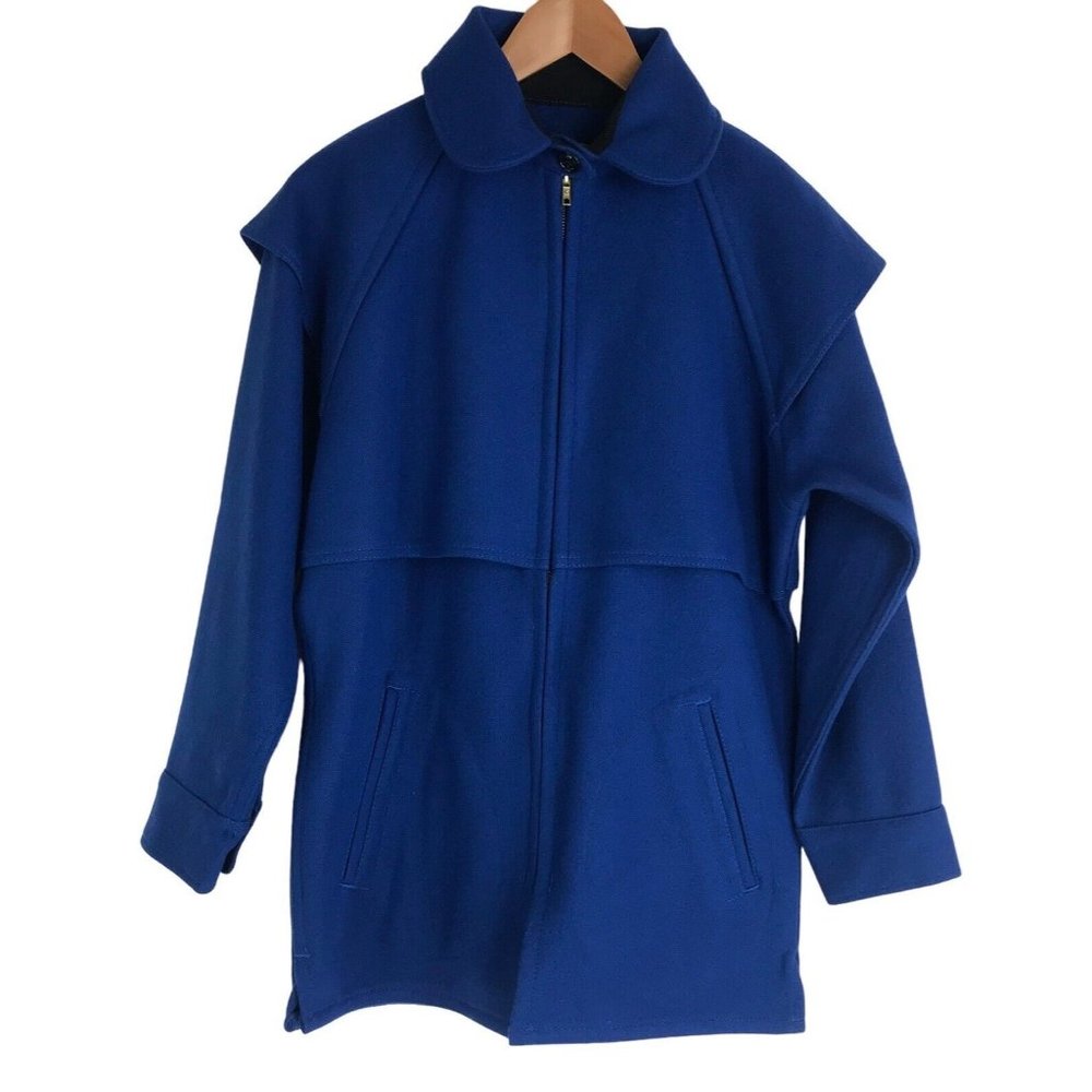 Vintage Woolen Mills Jacket Womens Size Small S Blue Coat Wool‎ Blend Pockets
